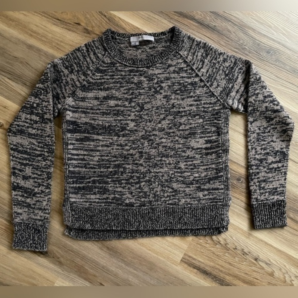 Cashmere Blend Crewneck Boxy Sweater Marled Grey Green